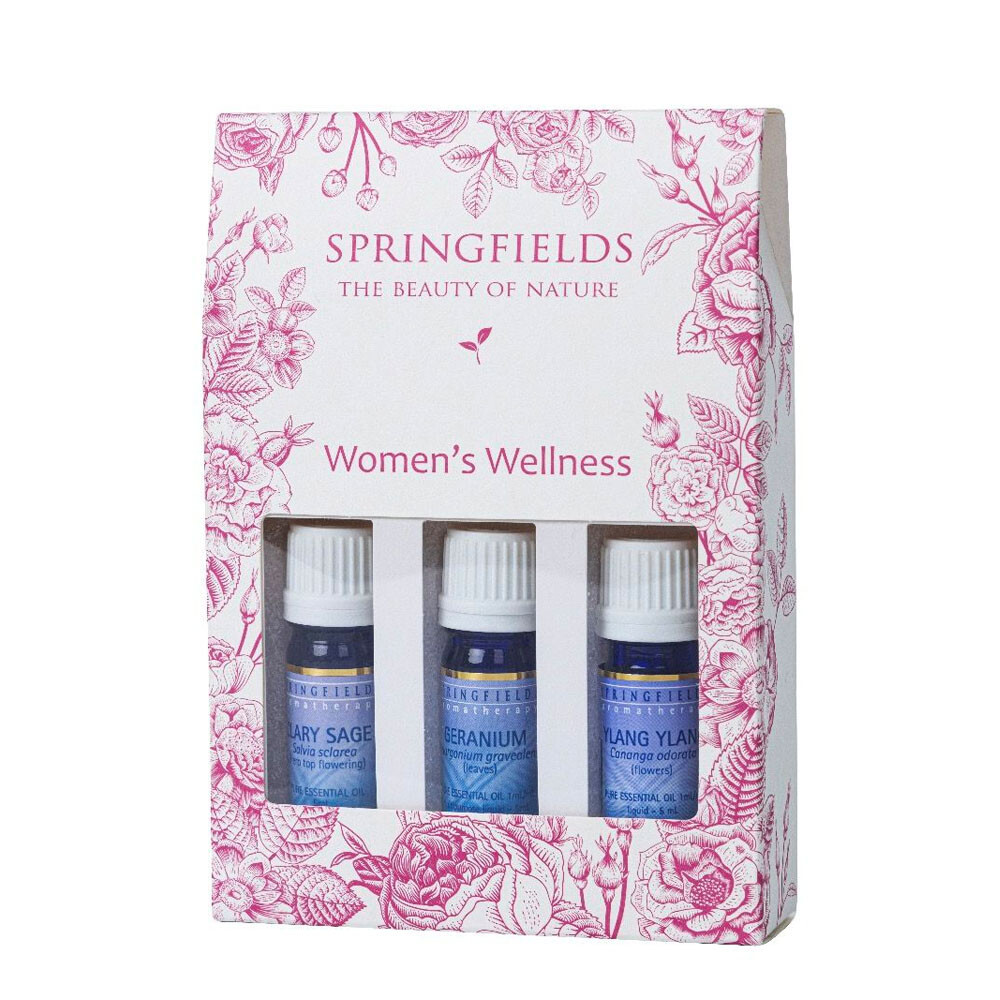 Essential Oil Trio - Womens Wellness Collection (Clary Sage, Geranium, Ylang Ylang)