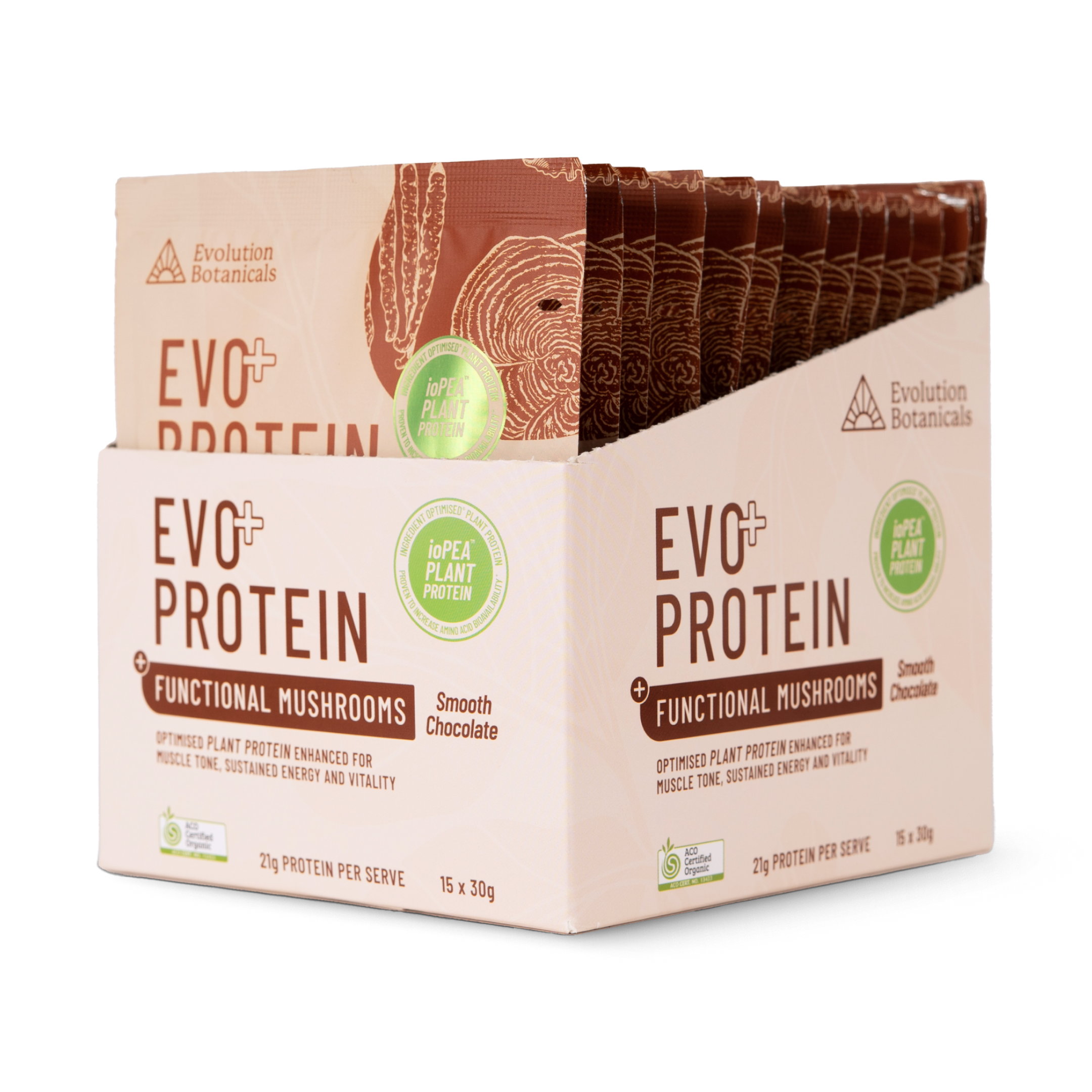 Evo Protein + Functional Mushrooms, Smooth Chocolate Sachets