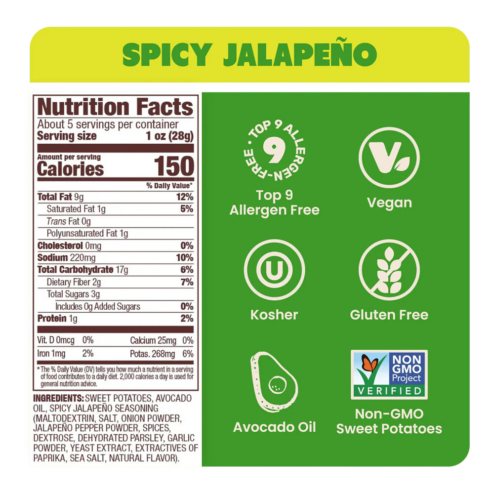 Avocado Oil Sweet Potato Chips Spicy Jalapeno