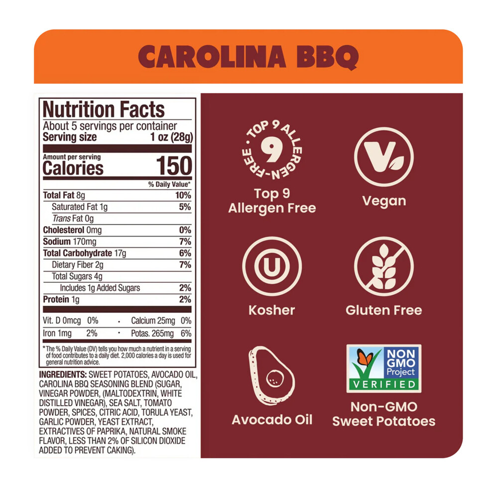 Avocado Oil Sweet Potato Chips Carolina BBQ