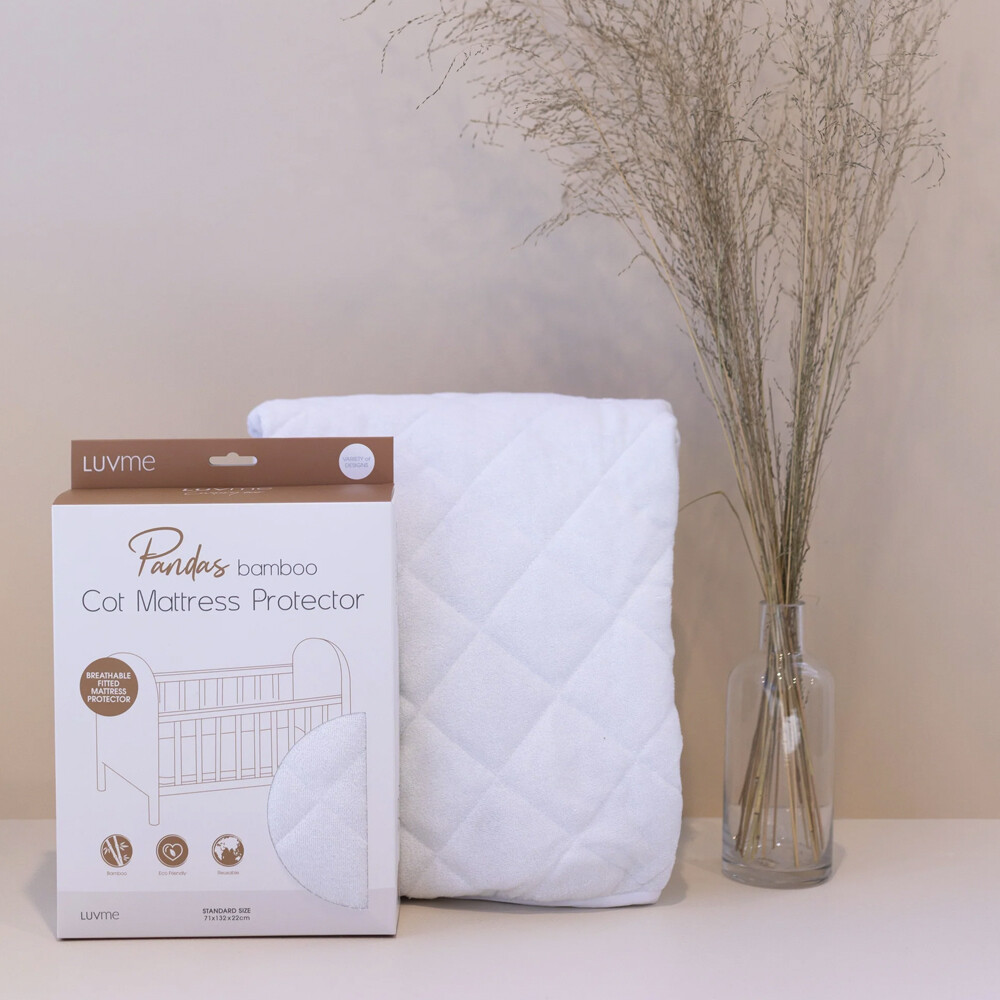 Pandas by Luvme Bamboo Cot Mattress Protector