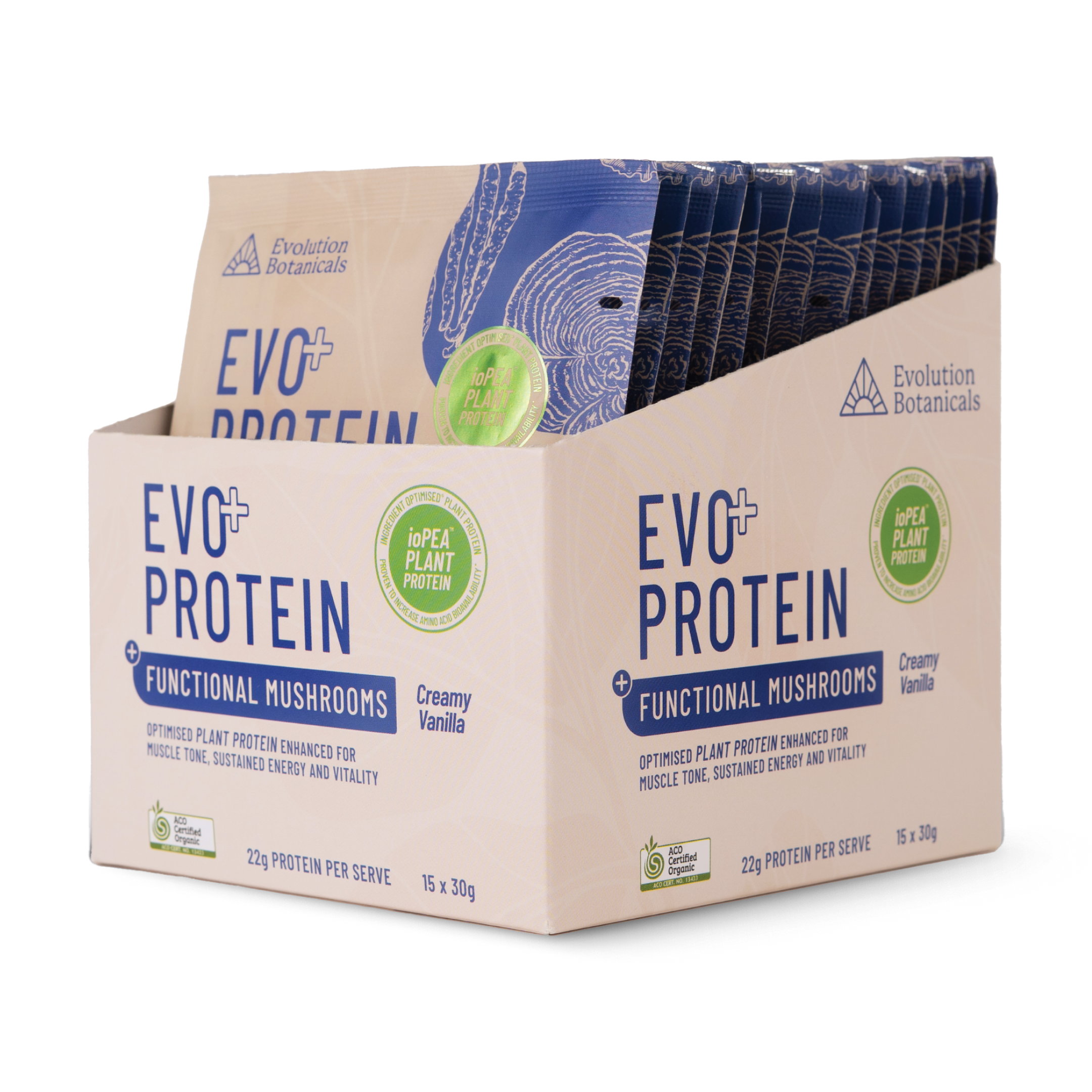 Evo Protein + Functional Mushrooms, Creamy Vanilla Sachets
