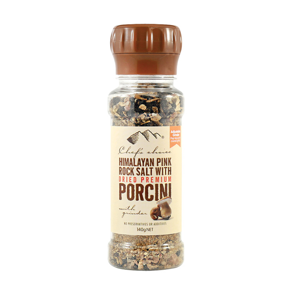 Pink Rock Salt with Porcini Grinder