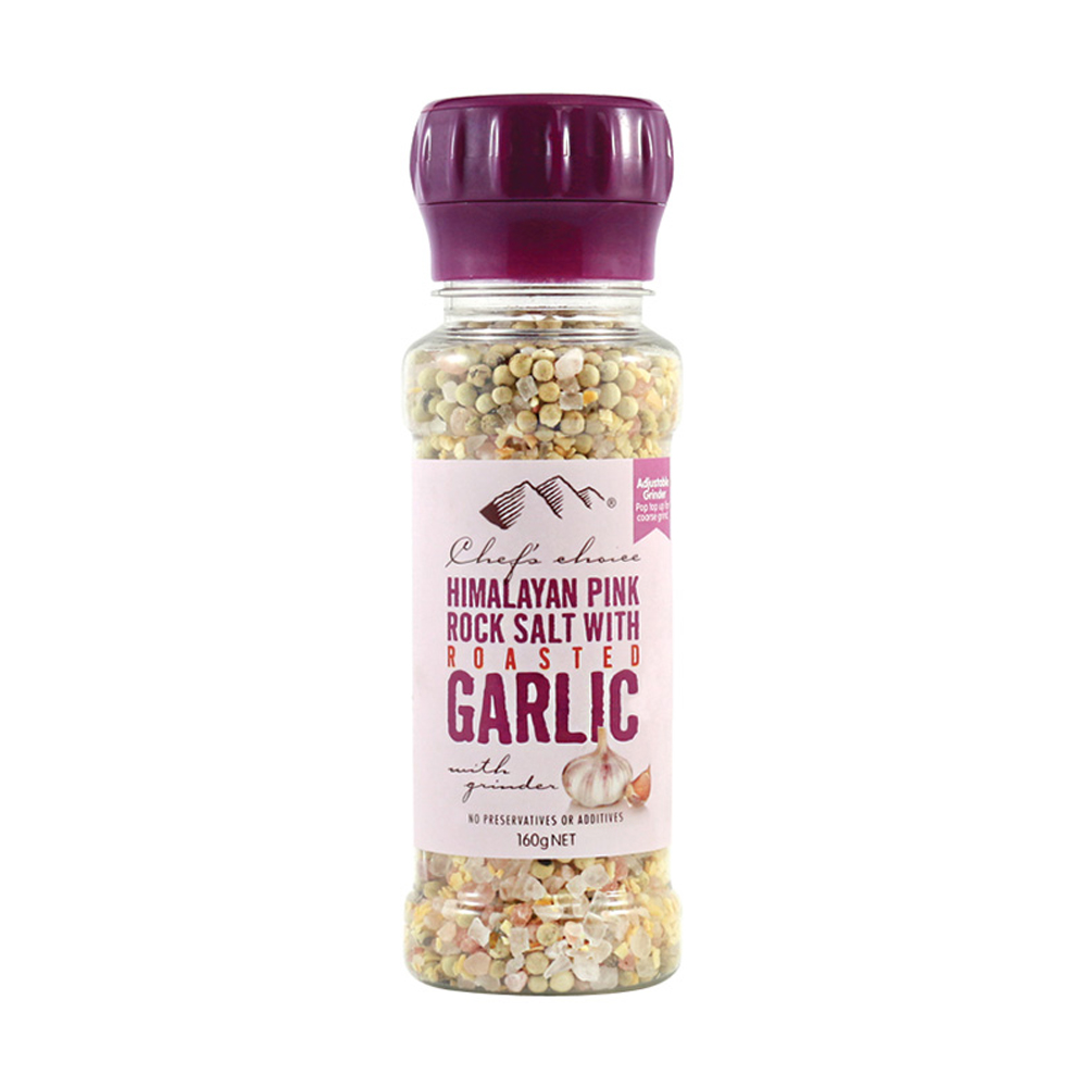 Pink Rock Salt with Roasted Garlic Grinder
