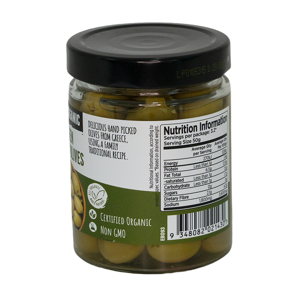 Organic Green Pitted Olives