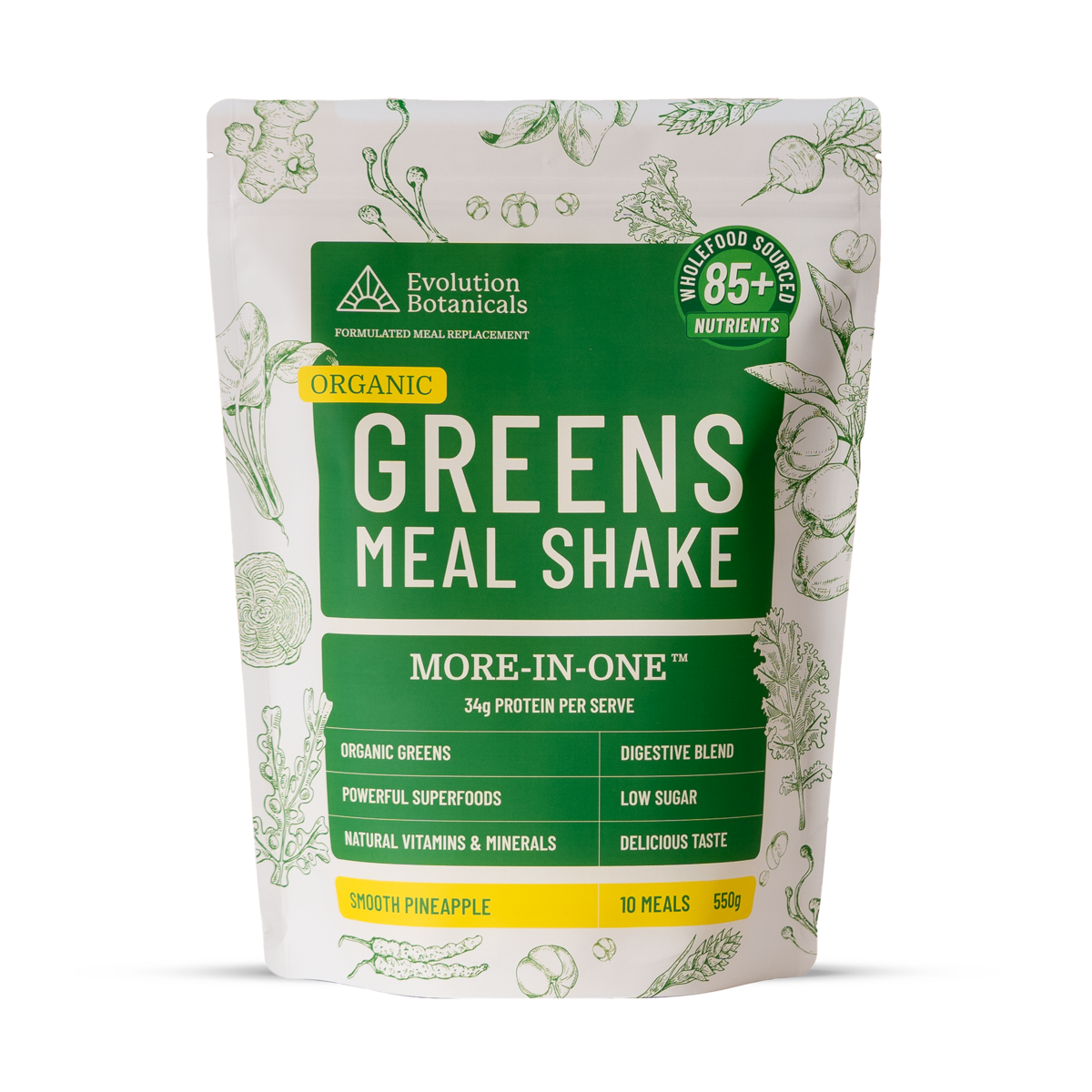 Organic Greens Meal Shake, Smooth Pineapple Pouch