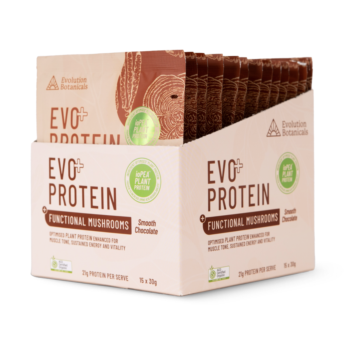 Evo Protein + Functional Mushrooms, Smooth Chocolate Sachets