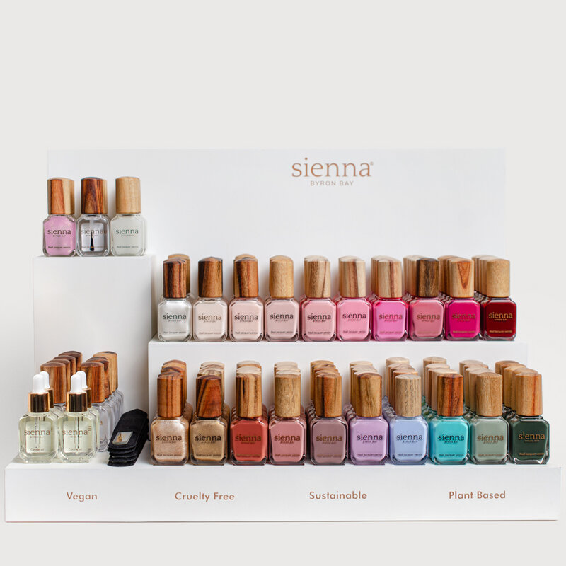Sienna White Wooden Stand (Holds 20 colours, 7 nail care = 125 units) - OUT OF STOCK