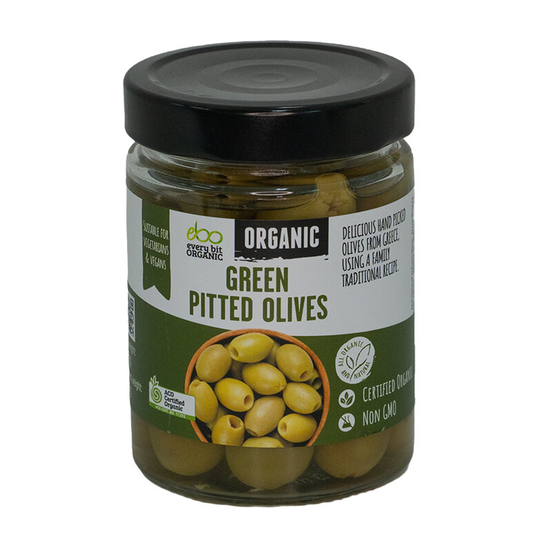 Organic Green Pitted Olives